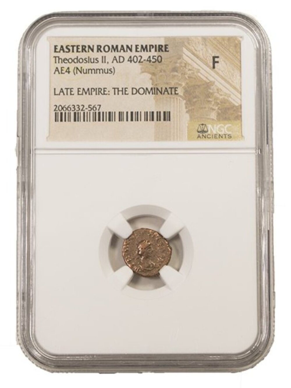 Theodosius II AE4 Nummus AD 402-450 NGC F Ancient Roman Coin